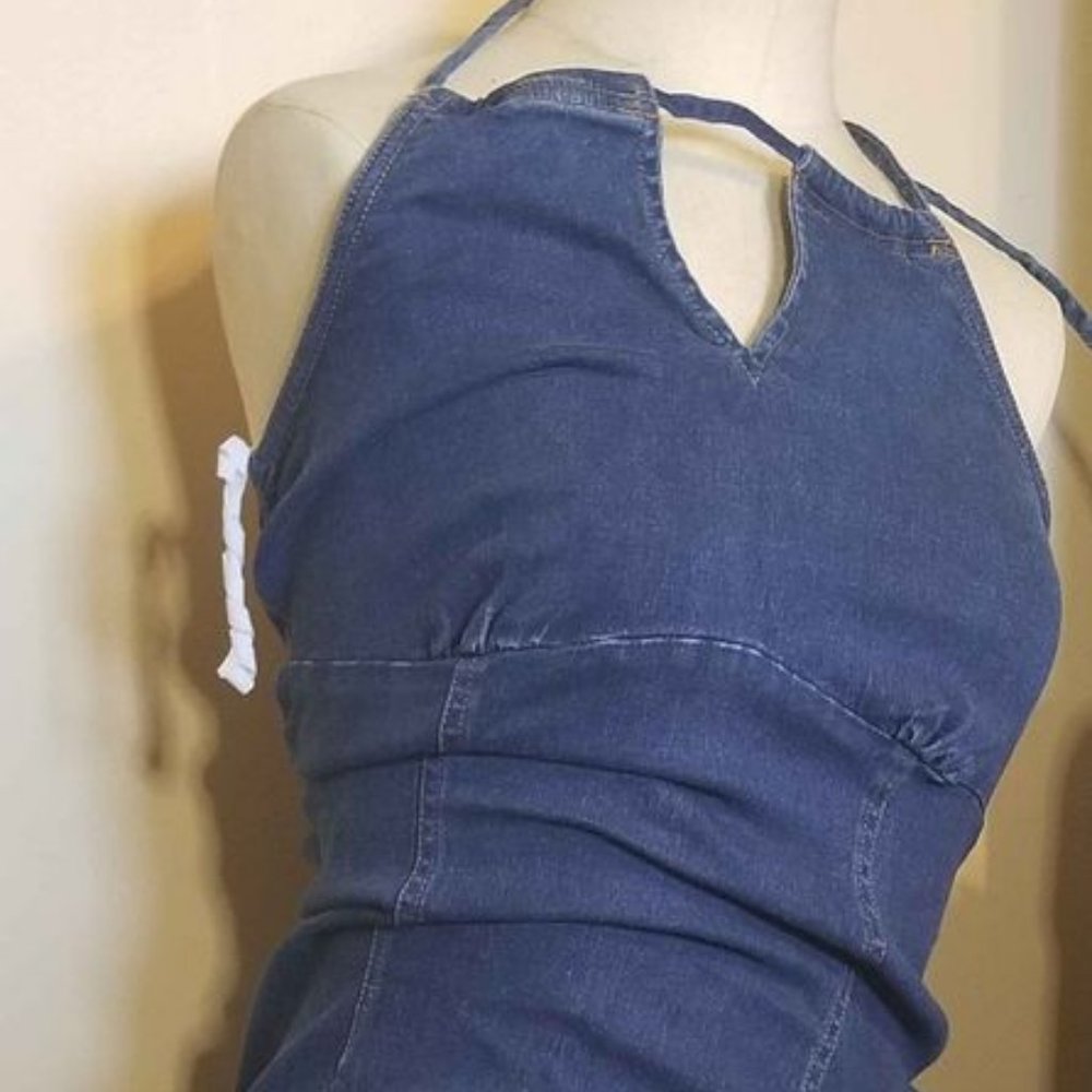 Xhilaration Stretch Jean Halter Dress Size M
